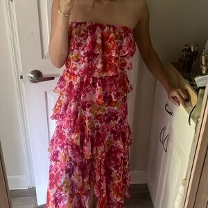 MISA Los Angeles Maxi Ruffle Floral Dress